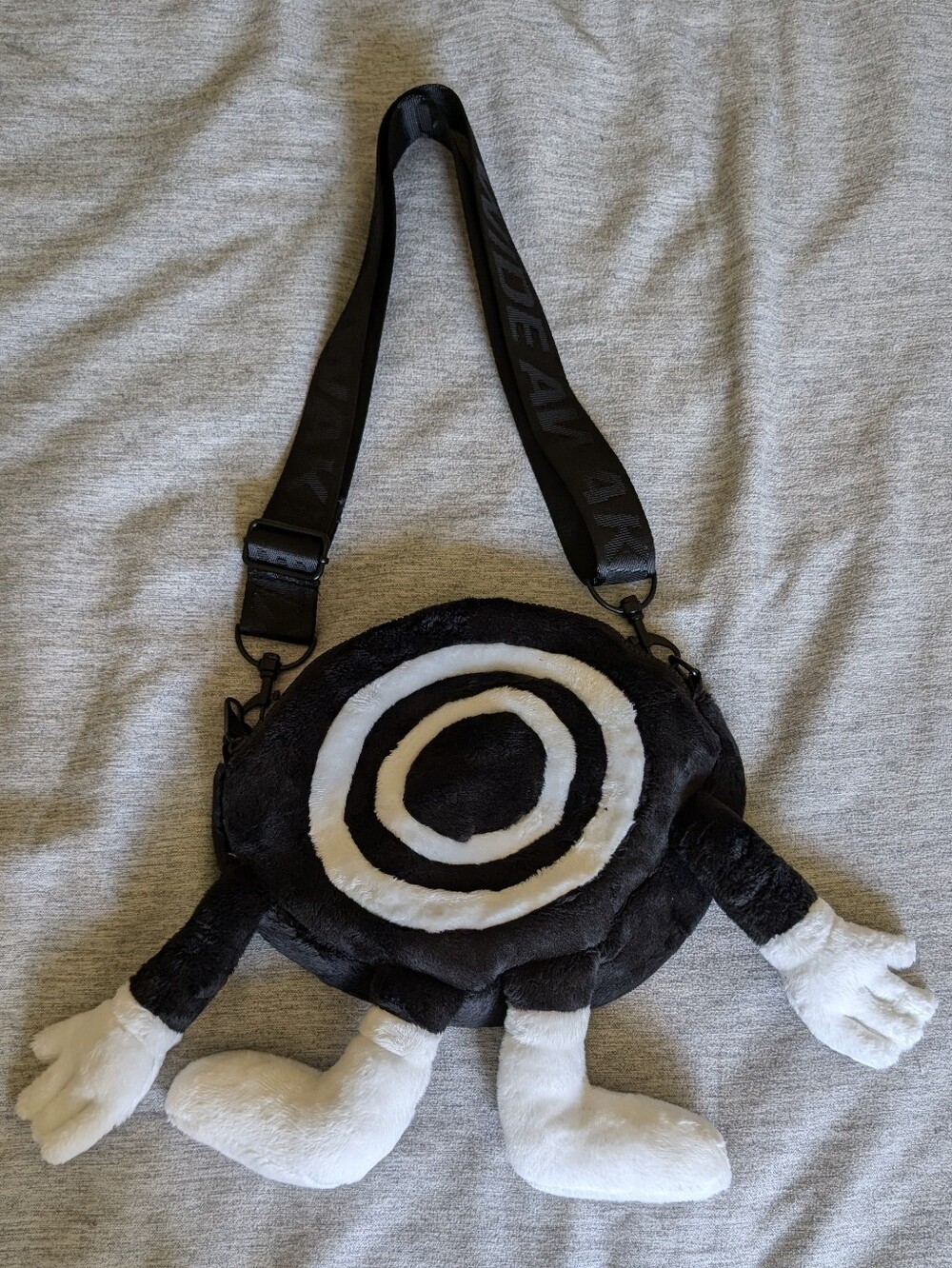 INSOMNIAC BRAND Black & White Plush Crossbody Bag